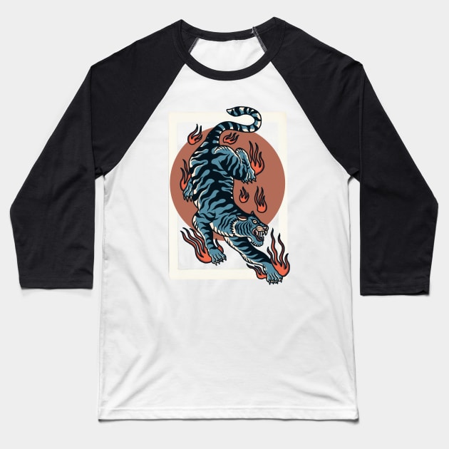 Asian Blue Tiger Baseball T-Shirt by Teessential